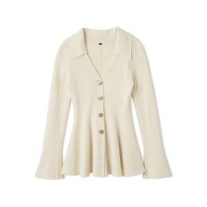 カーディガン シャツディテールペプラムカーデ レディース