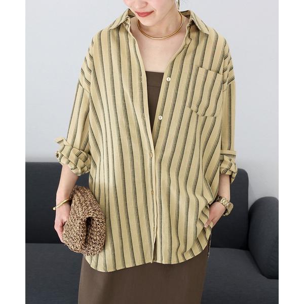 ブラウス シャツ 綿先染めストライプシャツ レディース