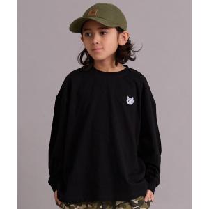 tシャツ 「綿100%」ネコ ワンポイント刺繍 長袖 Tシャツ「PAIRMANON STREET」 キッズ 子供服 男の子 女の子