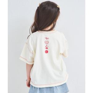 tシャツ 「綿100%」ガールズ 配色ステッチ ロゴプリントTシャツ キッズ 子供服 女の子