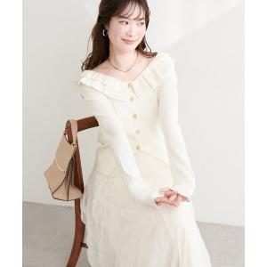 カーディガン フリルカラースプリングカーディガン レディース