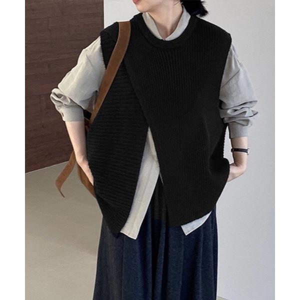 ベスト ジレ デザインニットベスト レディース