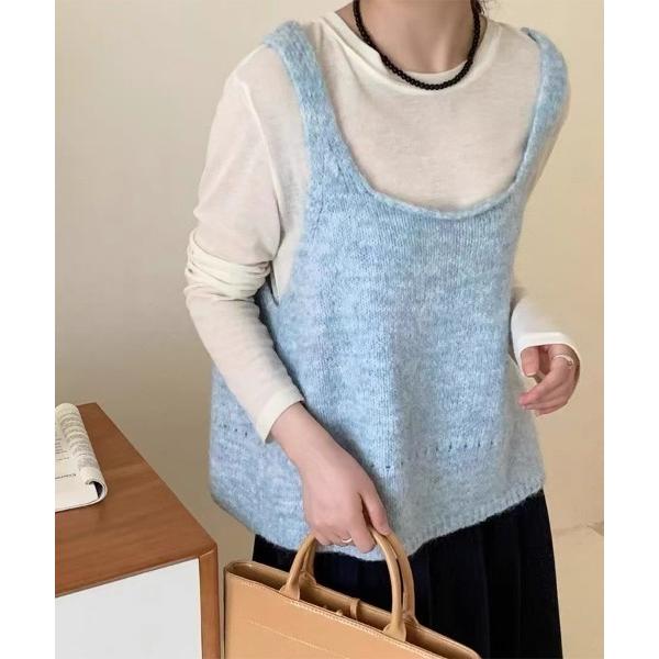 キャミソール フロントリボンニットビスチェ