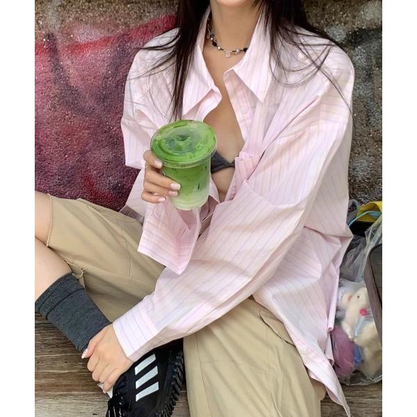 ブラウス シャツ 「春夏新作」ピンストライプゆったりシャツ レディース