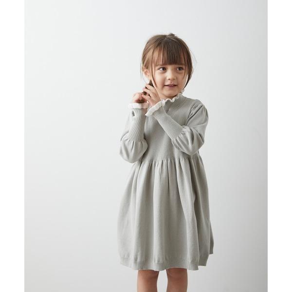 「riziere」 「KIDS」ニットワンピース 100 ライトグレー キッズ