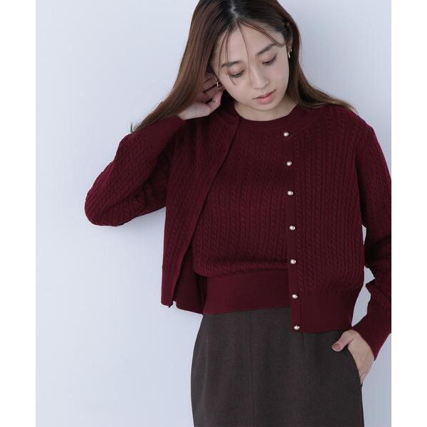 「NATURAL BEAUTY BASIC」 半袖ニット FREE ワイン レディース