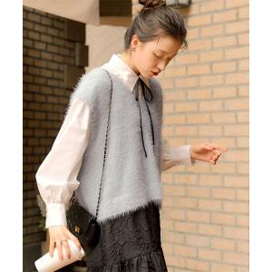 「titivate」 半袖ニット FREE ライトグレー レディース