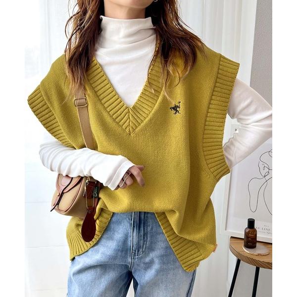 「Java」 ニットベスト MEDIUM イエロー レディース