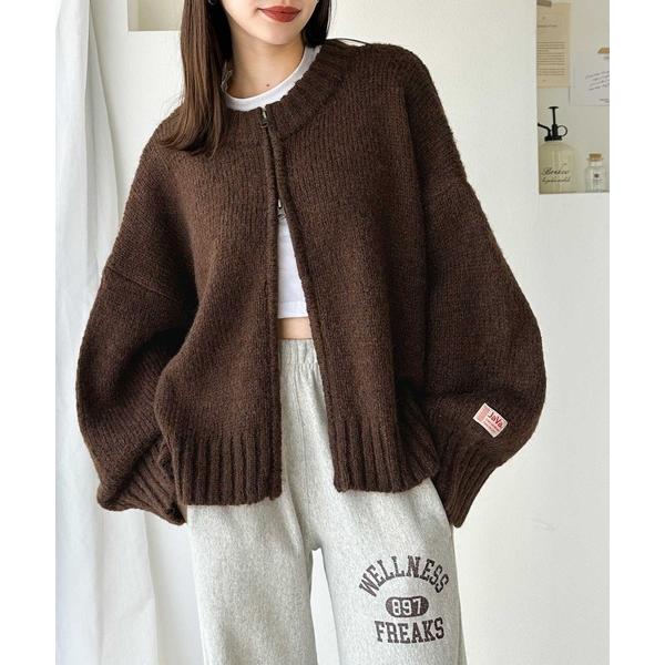 「Java」 ニットカーディガン LARGE ブラウン レディース
