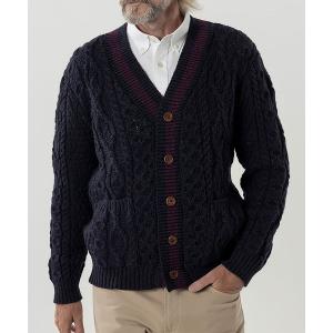 「HERRINGBONE CLUB」 ニットカーディガン M ネイビー メンズ