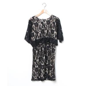「MOSCHINO CHEAP AND CHIC」 花柄7分袖ワンピース 42 ブラック レディース