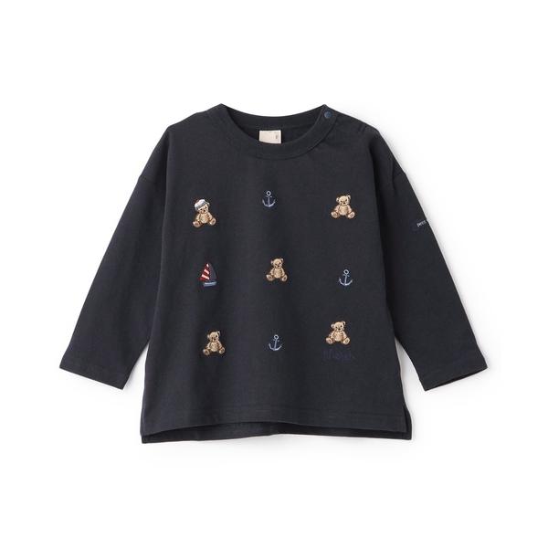 tシャツ 「リンク」くま刺しゅうマリン長袖Tシャツ キッズ 子供服 男の子 女の子