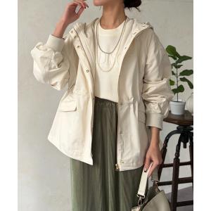 ブルゾン アウター リブラメフードモッズジャケット レディース