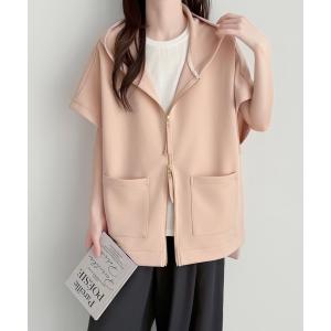 パーカー ダブルジップフーディ段ボールニットパーカー レディース