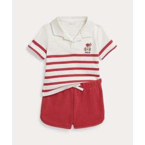 ベビー ストライプド コットン オックスフォード ショートオール & ハット Polo Ralph Lauren Childrenswear ベビー ストライプド コットン