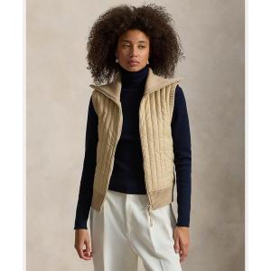 ベスト ジレ キルテッドパネル ウール ジップ ベスト レディース