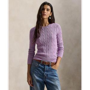 ニット セーター ケーブルニット コットン クルーネック セーター レディース