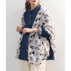 ストール マフラー セーターねこいっぱい柄大判ストール レディースの商品画像