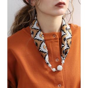 ストール マフラー ビジュー付ネックレス風プリントスカーフ レディースの商品画像