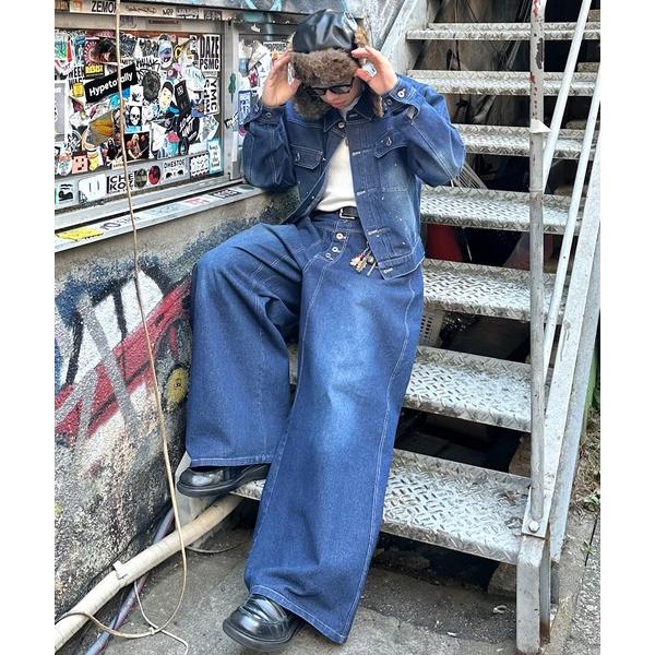 「MandO（Auntie Rosa）」 デニムパンツ LARGE インディゴブルー メンズ