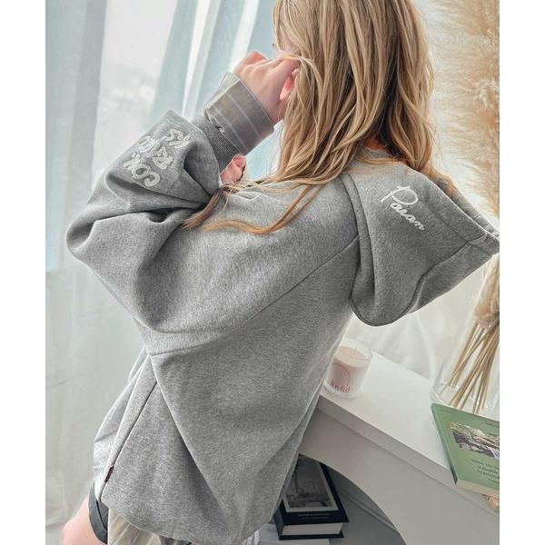 「Java」 プルオーバーパーカー LARGE 杢グレー レディース