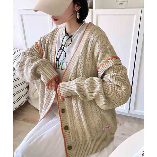 「Java」 ニットカーディガン MEDIUM ベージュ レディース