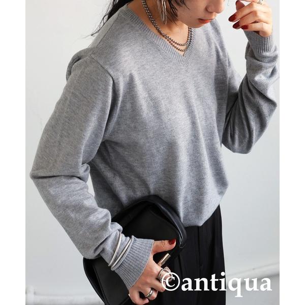 「antiqua」 長袖ニット R グレー レディース