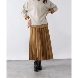 「GLOBAL WORK」 プリーツスカート - ブラウン レディース