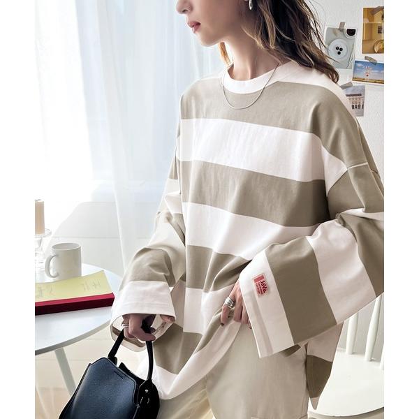 「Java」 長袖カットソー LARGE グレイッシュベージュ レディース