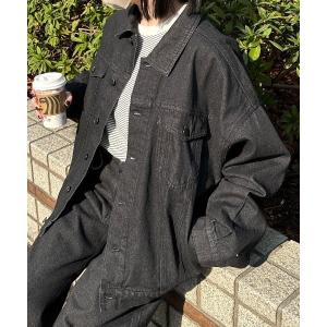 「flaner」 デニムジャケット MEDIUM ブラック レディース