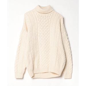 「aran WOOLLEN MILLS」 長袖ニット LARGE オフホワイト メンズ