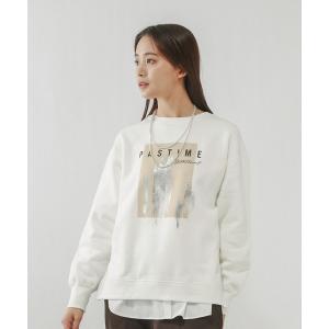 「GLOBAL WORK」 スウェットカットソー LONG オフホワイト レディース