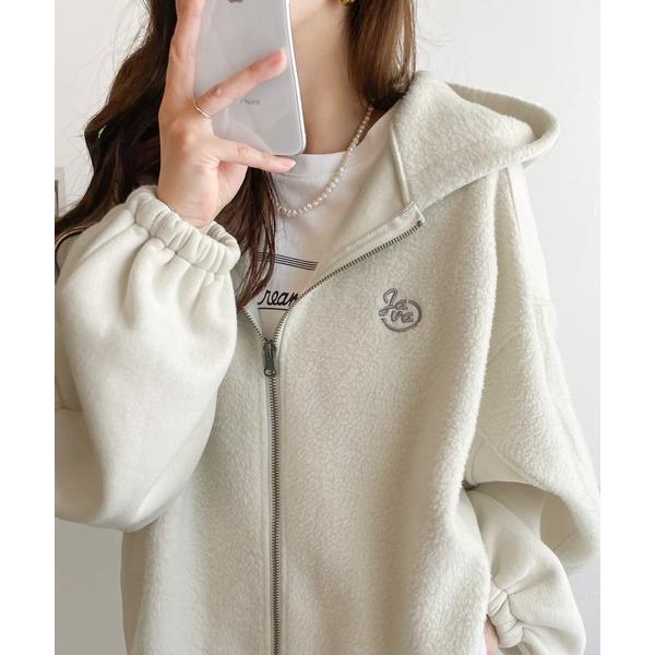 「Java」 ジップアップパーカー MEDIUM アイボリー レディース
