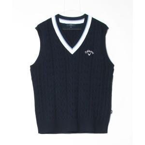 ベスト ジレ キャロウェイ  ミニケーブル編みVネックニットベスト メンズ
