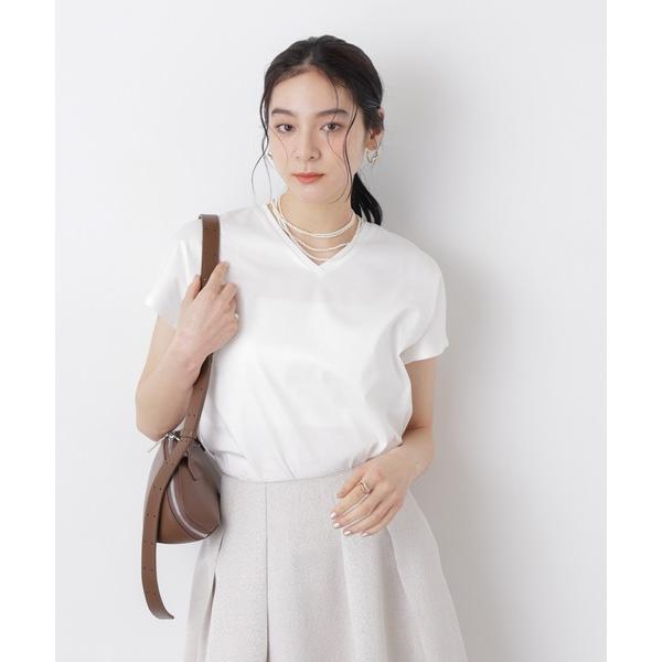 uvカット tシャツ DressT/シルケットスムースVネックソフトドルマンTシャツ レディース
