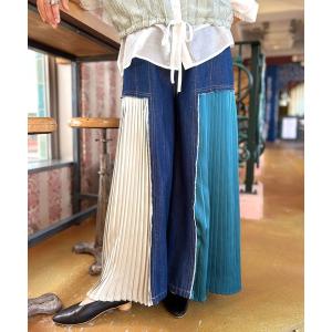 ジーンズ デニム デニムパンツ Wプリーツデニムパンツ レディース