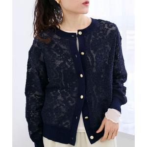 カーディガン コード刺しゅうレースカーデ レディース