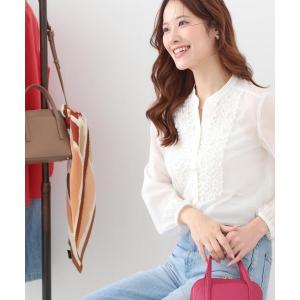 ブラウス シャツ 「手洗い可/きれいめ」シアーローンフリルブラウス レディース