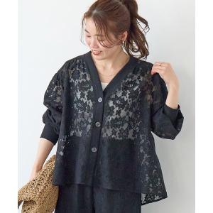 カーディガン フラワーメッシュレースカーデ レディース