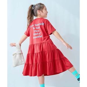 ワンピース 姉妹で着られる 裾ティアード バックプリント ワンピース キッズ 子供服 女の子