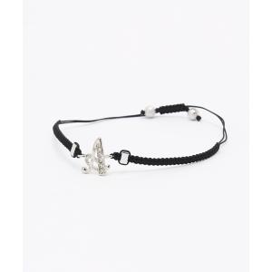 メンズ ブレスレット 「 RANDOM / ランダム 」 SWAROVSKI INITIAL CORD BRACELET - BLACK / スワロフ｜zozo