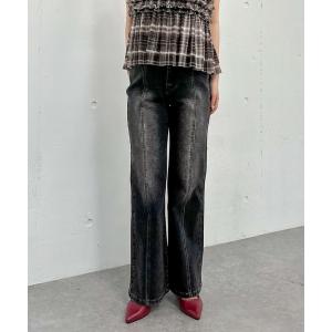 ジーンズ デニム デニムパンツ オーバーダイタイトフレアストレッチデニム レディース