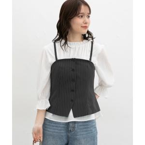 ブラウス シャツ フロント釦ビスチェ レディース