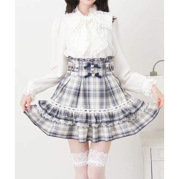 スカート ハートバックルビジューフレアスカート