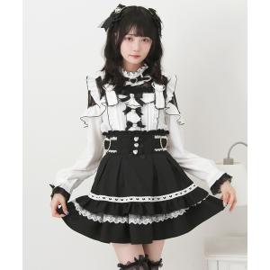 ブラウス シャツ キラキラハートチョーカーベルトレースブラウス レディース