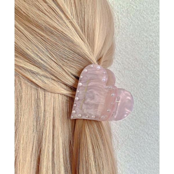 ヘアクリップ パール ハート ヘアクリップ
