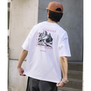 tシャツ 限定展開 WILD THINGS×FREAK'S STORE ワイルドシングス 別注 ビッグシルエット マウンテンモチーフ バックプリント Tシャツ メンズ