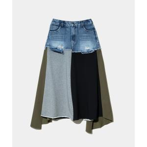 スカート CUBE SUGAR/キューブシュガー　デニム x ジャージー クレイジースカート