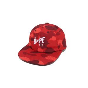 BAPE レザーキャップ 赤 A BATHING APE（アベイシングエイプ） キャップ 帽子 BAPE LOGO MESH