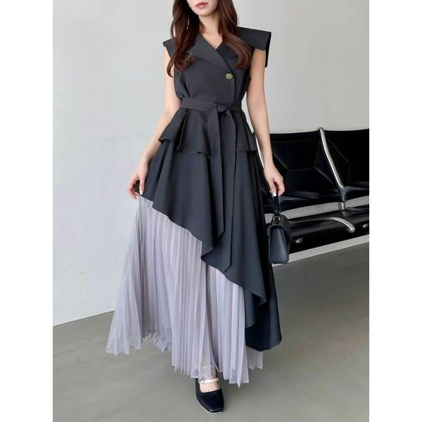 ワンピース アシメプリーツトレンチワンピース
